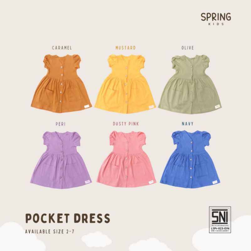 SPRING KIDS - POCKET DRESS - DRESS ANAK PEREMPUAN - DRESS ANAK - DRESS BAYI