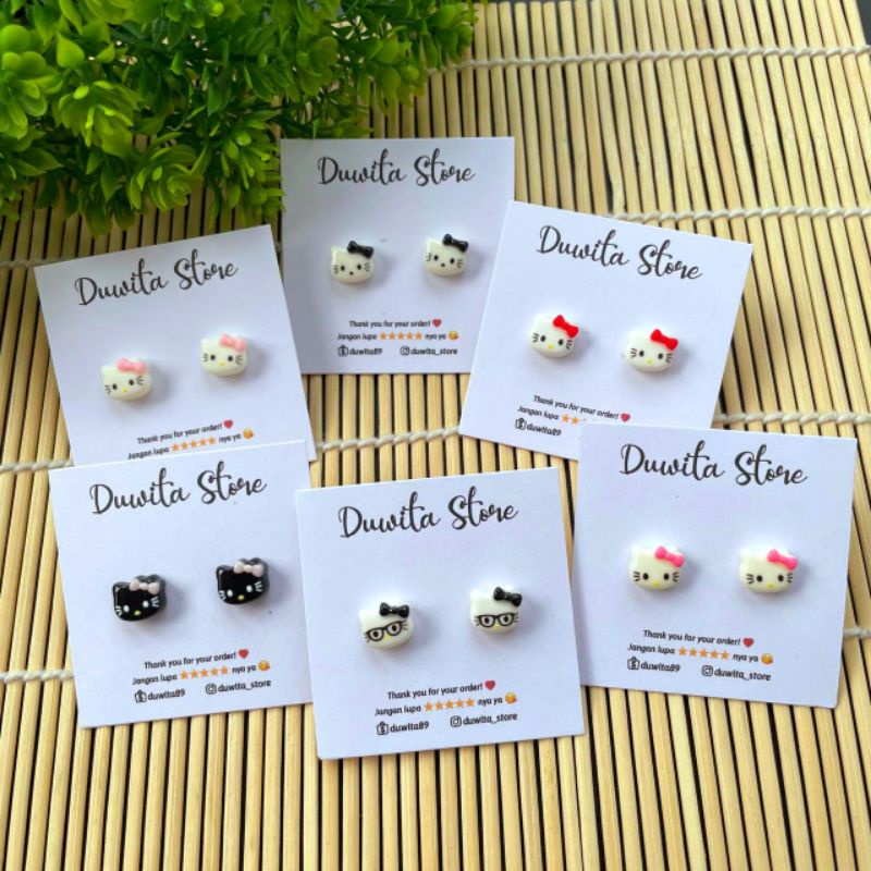 HANDMADE ANTING TUSUK PLASTIK ANAK/DEWASA MOTIF HELLO KITTY (LIMITED EDITION)