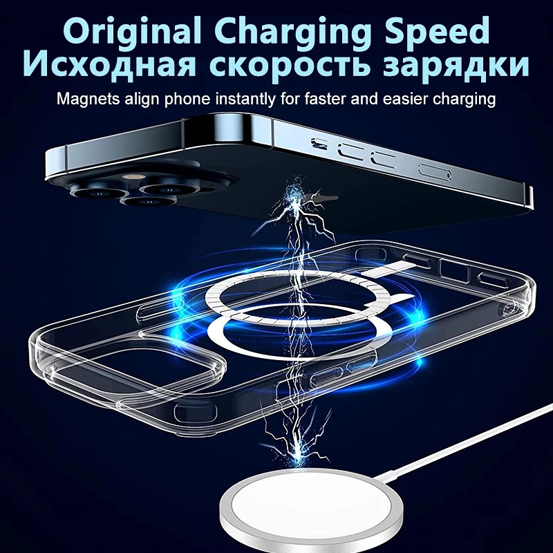 Casing Magnetik Magsafe Wireless Charging Untuk iPhone 14 Pro MAX 12 11 13 Pro MAX mini XR X XS MAX 7 8 Plus SE 2020