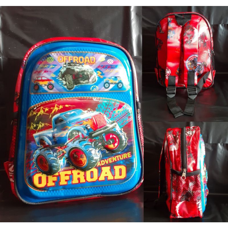 Tas Ransel Tk Paud Laki-Laki Boboboy Spiderman Captain Amerika Avengers Transformer Mobil / Tas Ransel Tk Paud LED Cowo Karakter