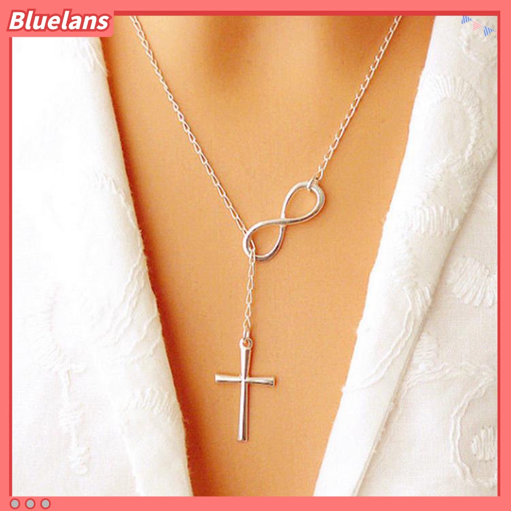 Bluelans Fashion Infinity Cross Pendant Metal Women Lady Chain Necklace Jewelry Gift