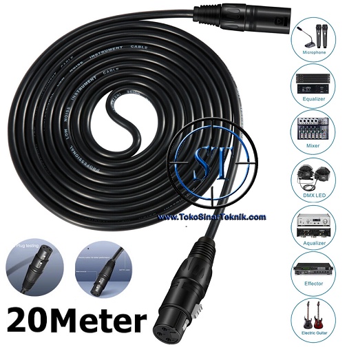 Kabel XLR M/F OFC Microphone Mic Karaoke Audio Sound System Cable Shielded Jack Canon Male - Female Panjang 10-20 Meter
