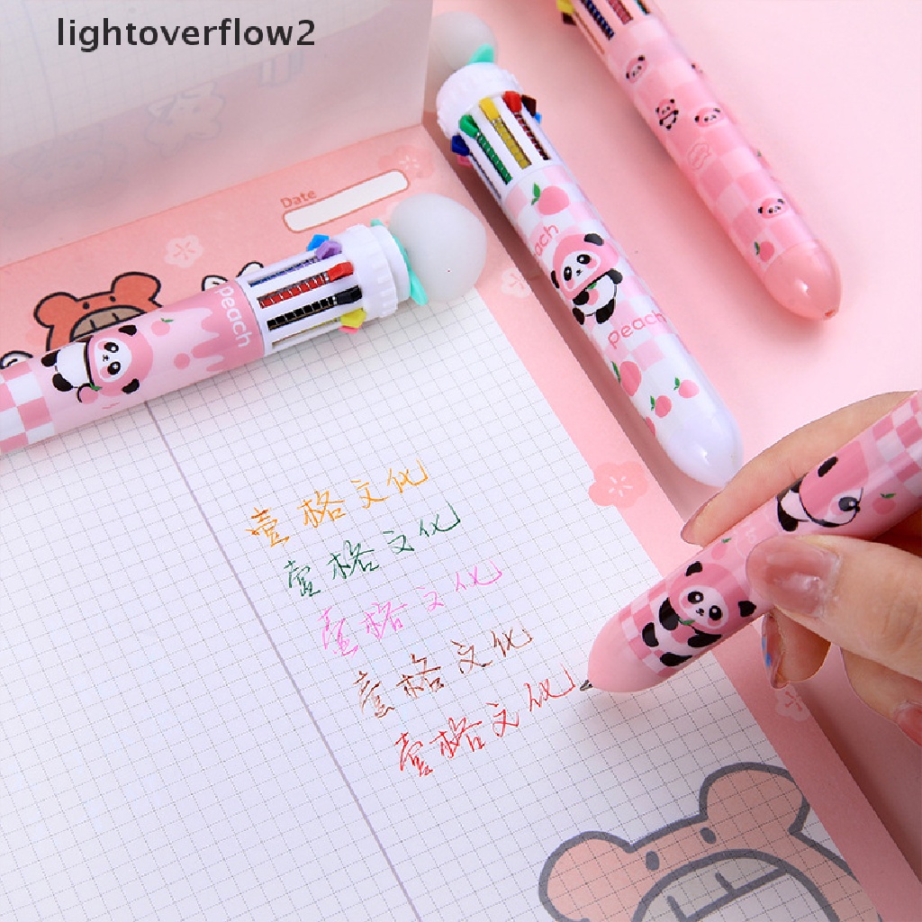 (lightoverflow2) Pulpen 10 Warna Dengan Hiasan Panda Untuk Sekolah / Kantor