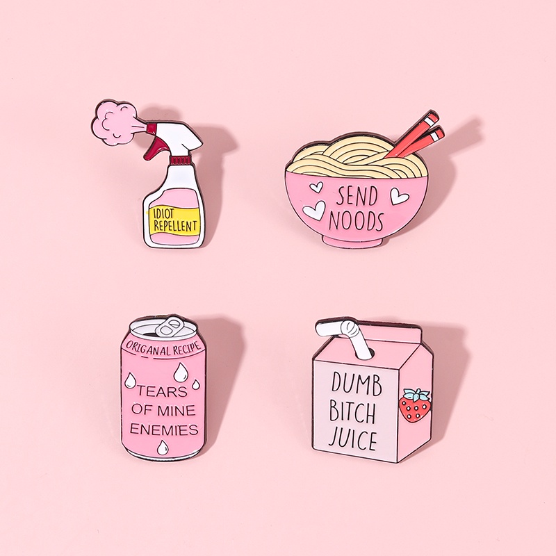 Pin Bros Enamel Bentuk Botol Susu Warna Pink Untuk Aksesoris Pakaian