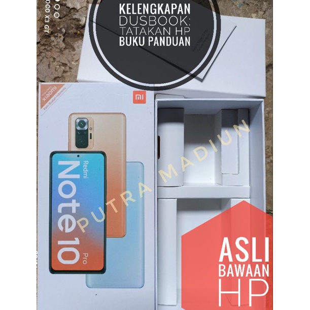 kotak dus dusbook dosbook redmi note 10 pro ori asli bawaan HP oroginal cabutan copotan
