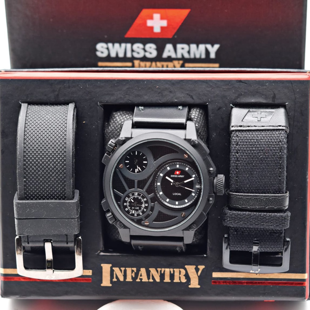 (SS) Jam Tangan Pria Swiss Sa Infantry Free Box + 2 Tali
