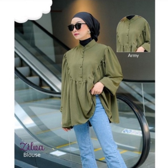 Tq88indonesia Fashion Baju Atasan Wanita Terbaru / Zilva Blouse / Blus Polos Lengan Panjang / Busana Casual Cewek / Ootd / Outfit Kasual Kekinian