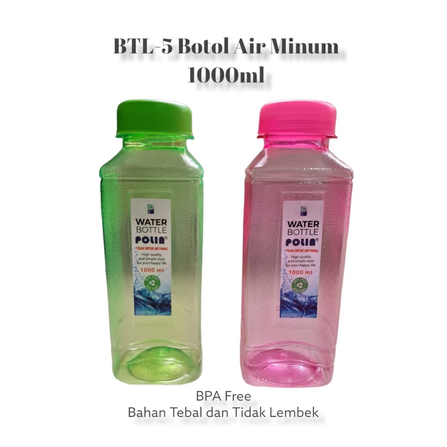 BTL-5 Botol Air Minum Plastik / Water Bottle 1000ml BPA FREE 1L Kotak