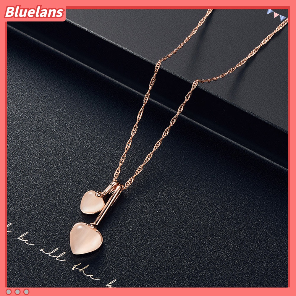 Set Perhiasan Kalung Anting Berlian Imitasi Bentuk Hati