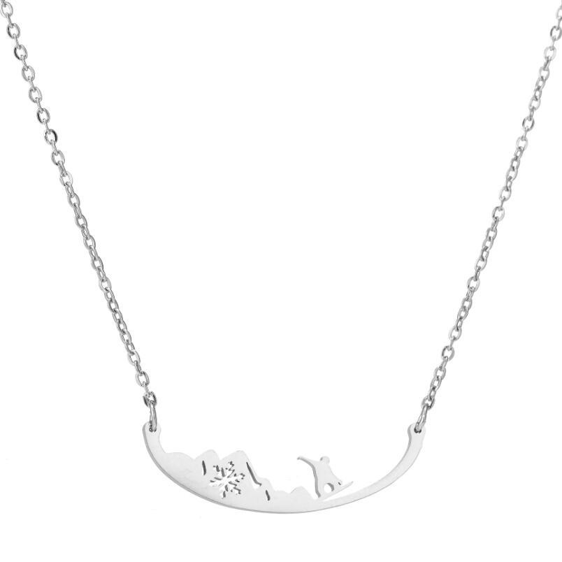 Kalung Rantai Liontin snowflake hollow Bahan stainless steel Gaya hip hop Eropa Amerika