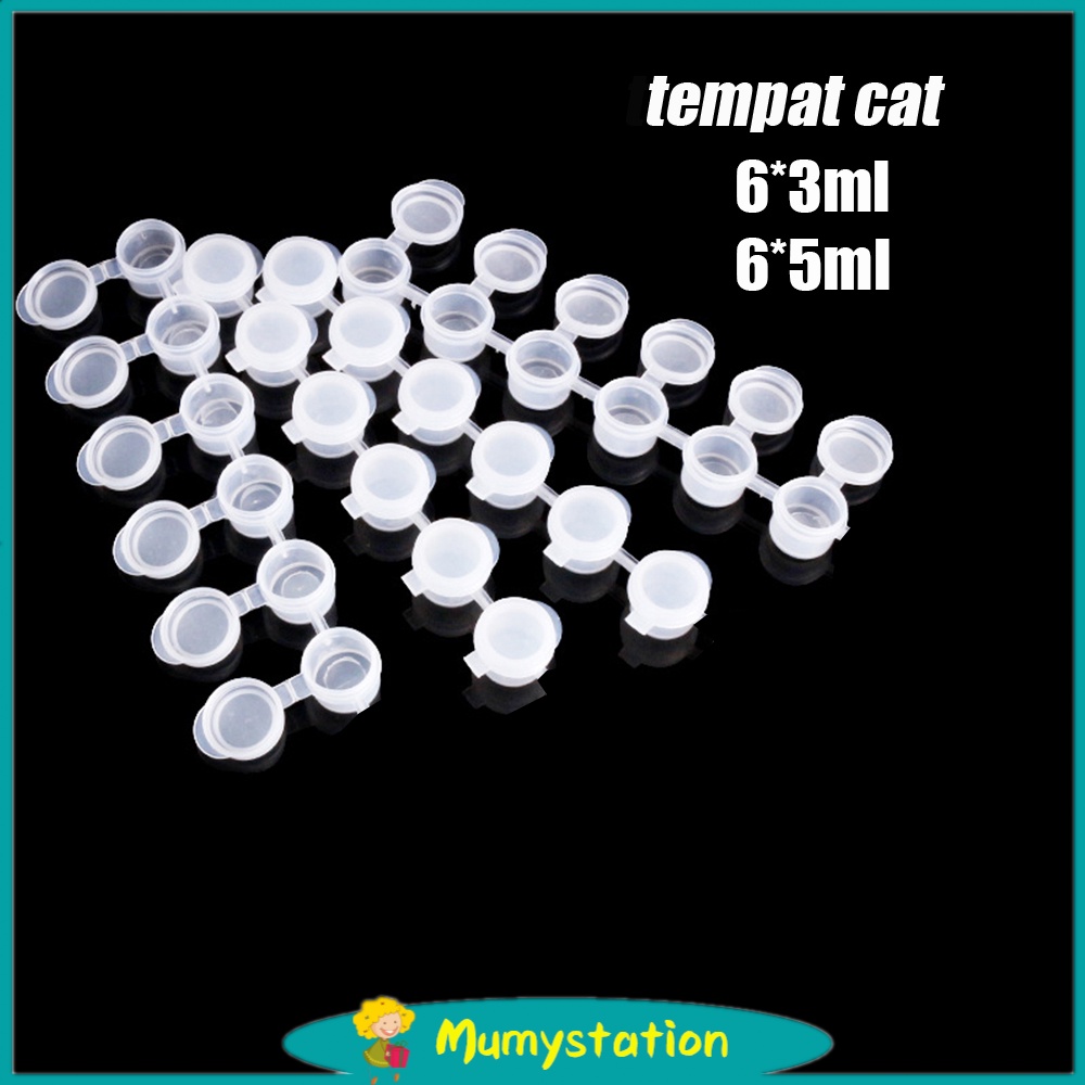 Mumystation Pot Cat Plastik Renteng 6x5ML Tabung Tempat Cat Acrylic Akrilik Paint Cup Strip