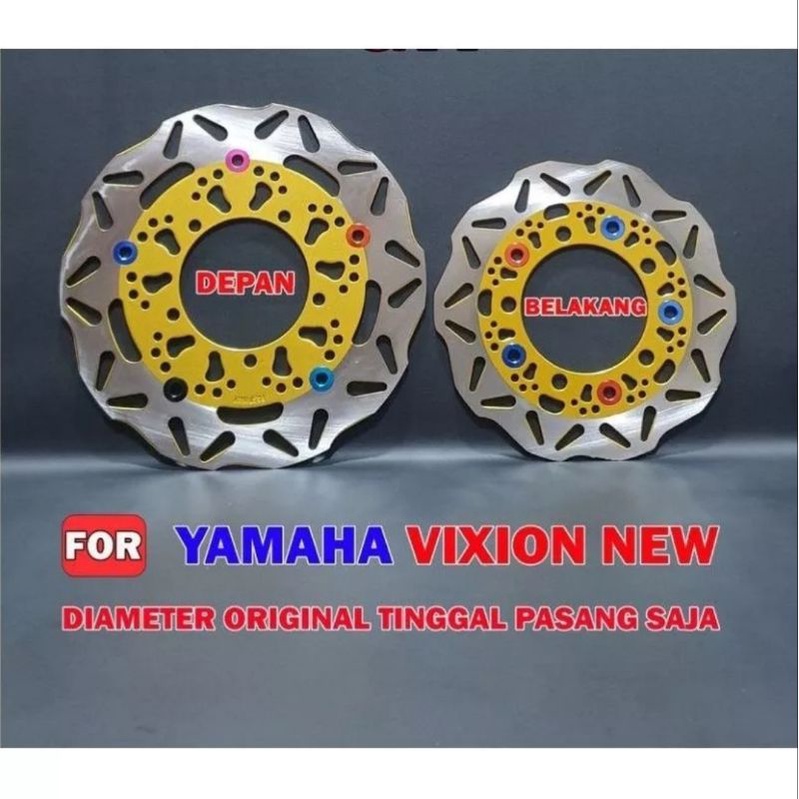 Piringan cakram yamaha vixion new satu set depan belakang ukuran standar pnp