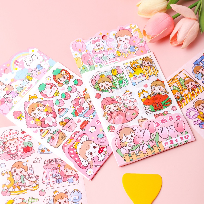 PAOPAO Stiker 1 Set Import isi 16 Lembar Cute Scrapbook (Free Kape Stiker)