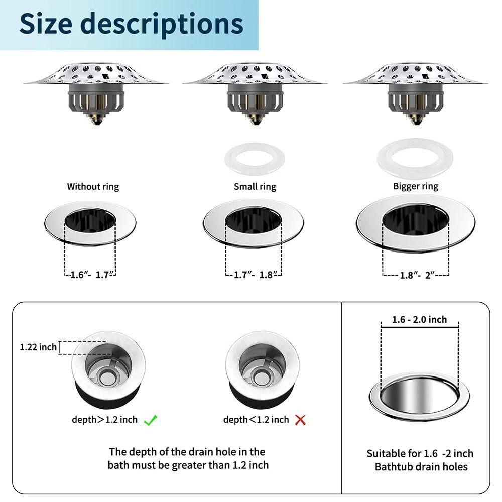 Populer Stopper Saluran Air Wastafel Kamar Mandi Universal Stainless Steel Tipe Push Up Dengan Penangkap Rambut