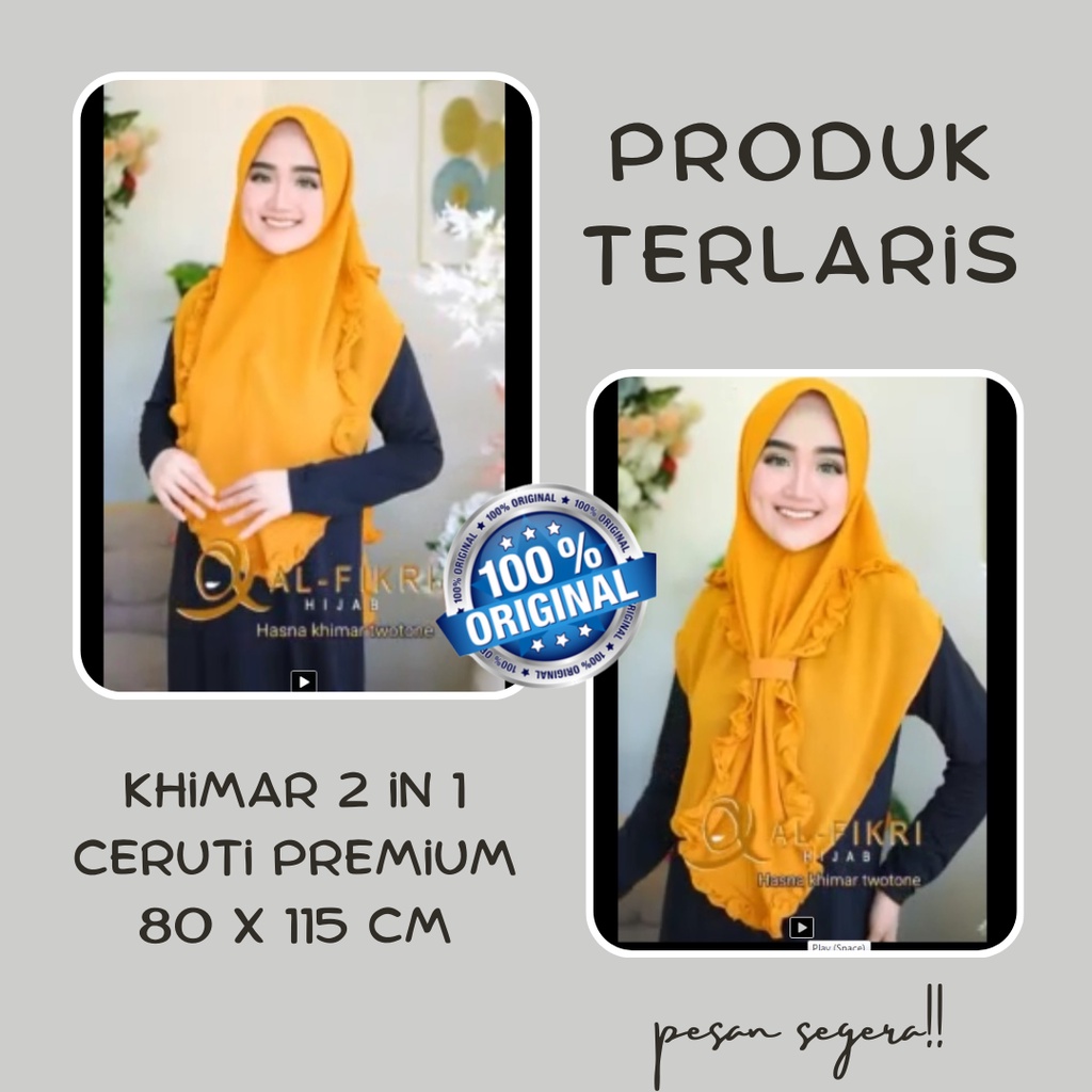 Khimar 2 Layer Ceruty Jilbab Syari Pet Antem Ori Hijab 2 in 1 Instan Terbaru 2022 Kekinian Viral Cer