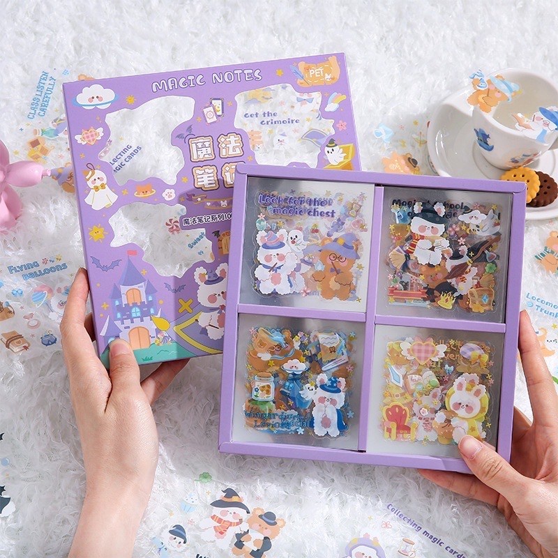 

10 LEMBAR Sticker Lucu Stiker Magic Note Decorative Purple Cute Journal Planner Deco