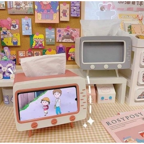 Kotak Tissue Box Organizer Tempat Tisu TV Stand Hand Phone hp Portable
