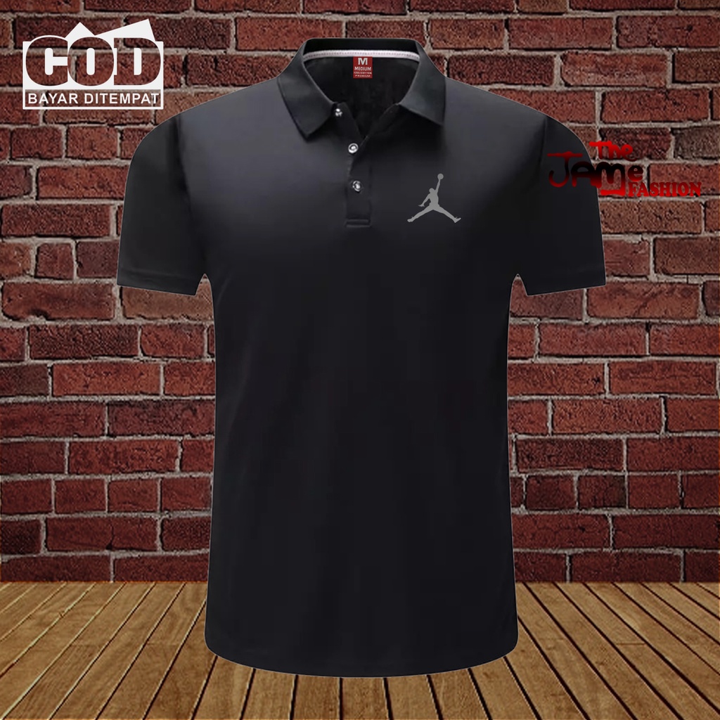 Promo COD Kaos Distro Polo Kerah Jordan Logo Quality Silver Premium Quality Atasan Pria Wanita Promo