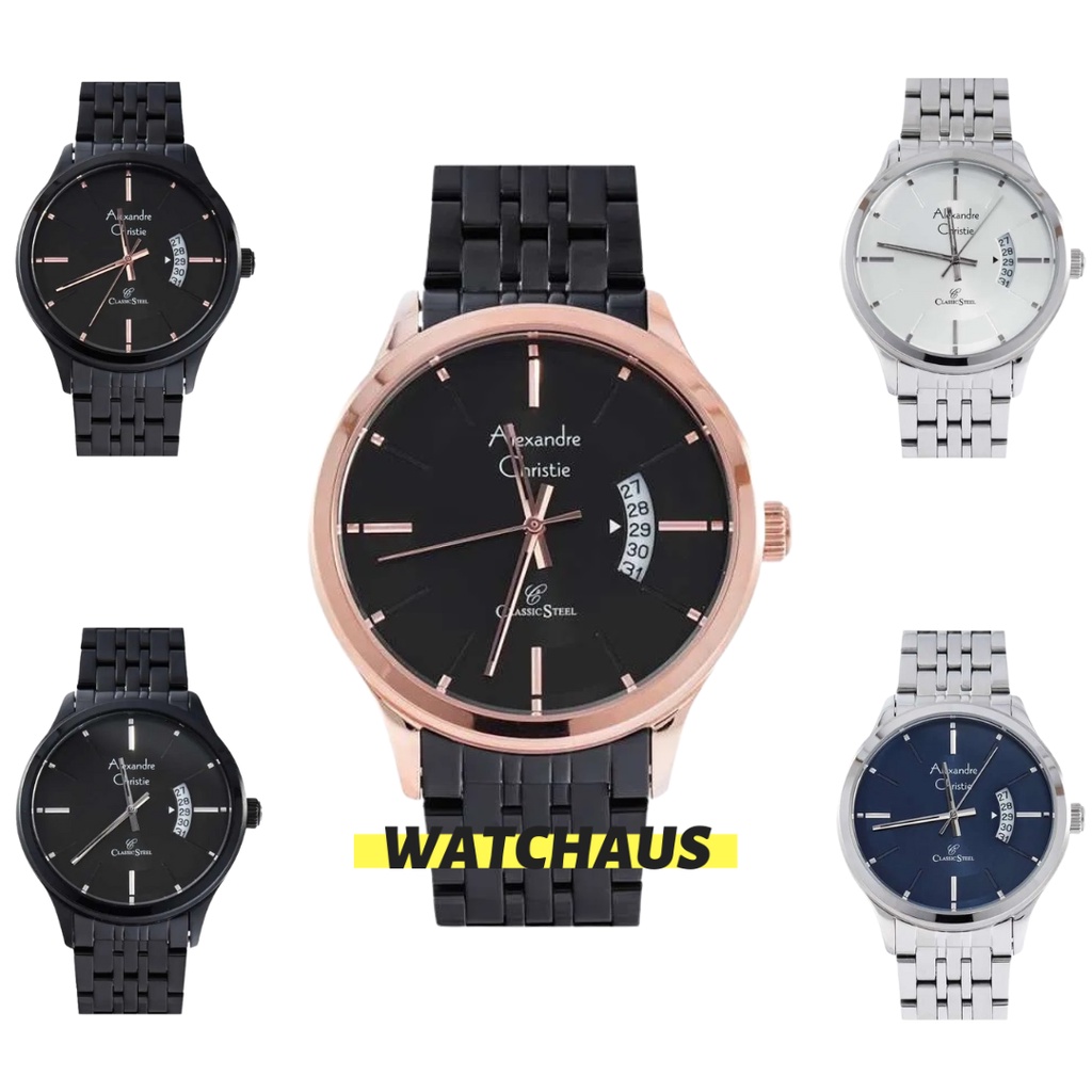 JAM TANGAN PRIA ALEXANDRE CHRISTIE AC8678 AC 8678 MDB ANALOG STAINLESS STRAP CLASSIC