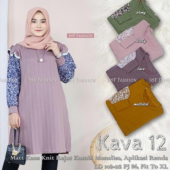 Tunik Wanita Rajut Indie Kava Oskar Keisa  Knit HalusKekinian Tunik Polos Jumbo LD 102 120 "BJS.18Oc