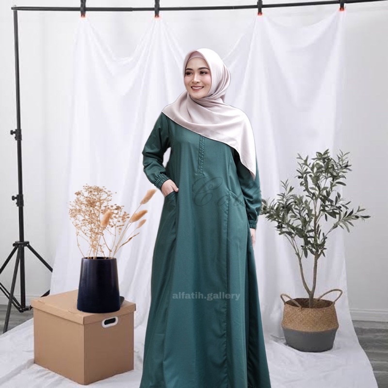 gamis polos elegan terbaru bahan katun toyobo fodu gamis busui