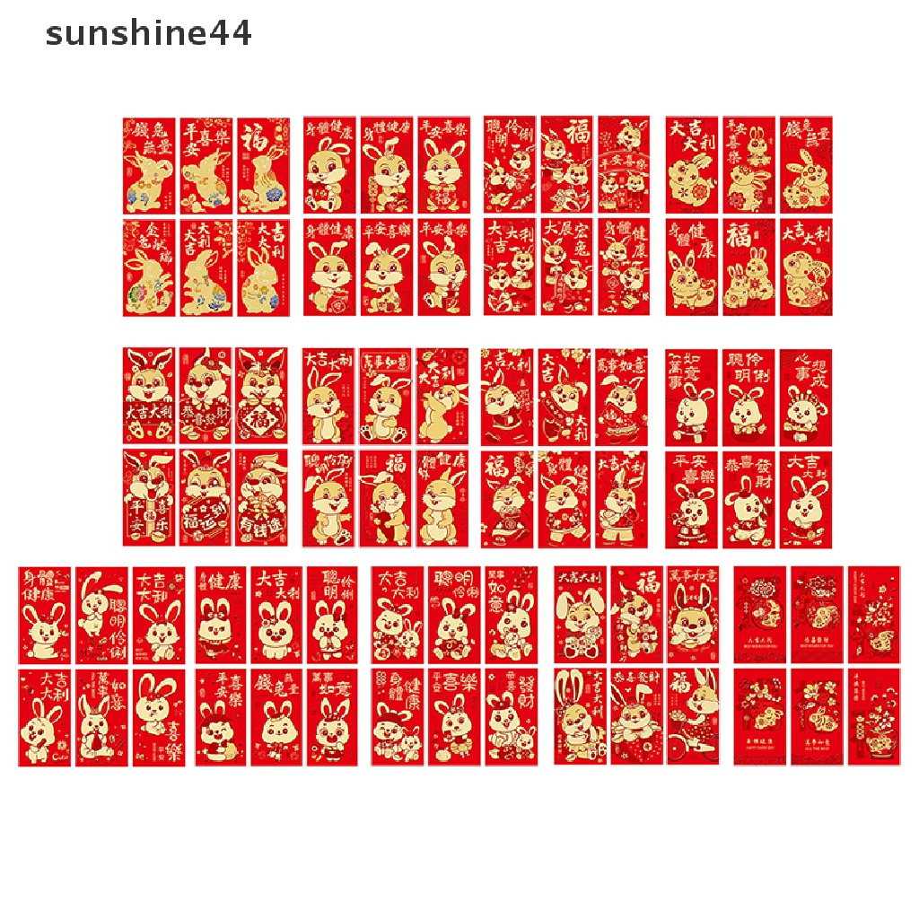 Sunshine 6pcs Amplop Angpao Merah Motif Kartun Untuk Festival Musim Semi