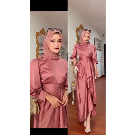 Yezi Dres M-XXL Muat BB 40-75 Kg SILK DRESS WANITA KONDANGAN BRIDESMAID / BAJU DEWASA MURAH TERBARU 2022 / Dress Pesta