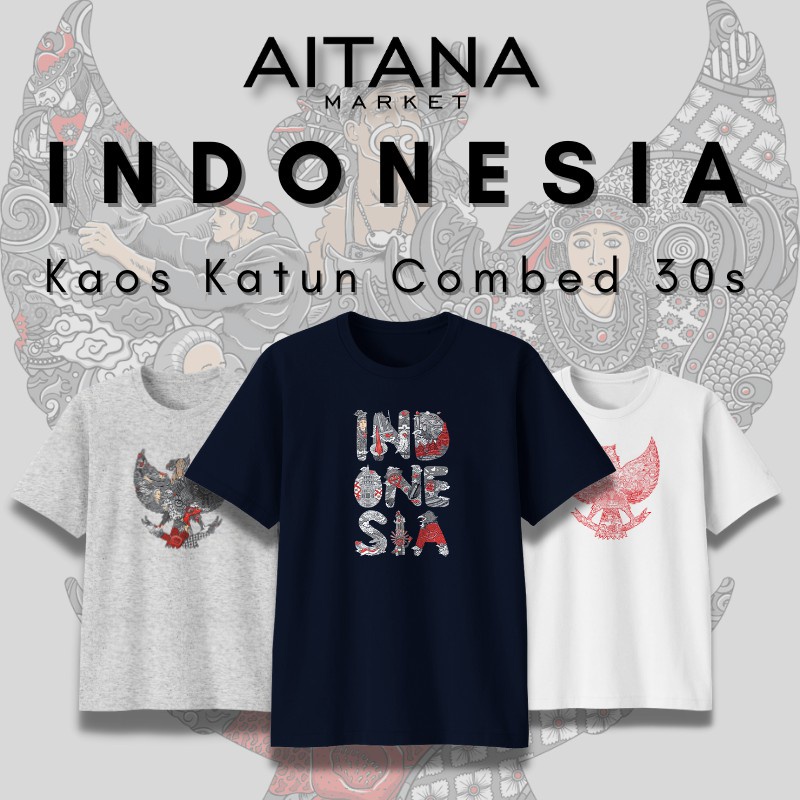 Kaos INDONESIA Ragam Budaya Redline Katum Combed 30s  Pria Wanita Nyaman di Pakai Kemerdekaan