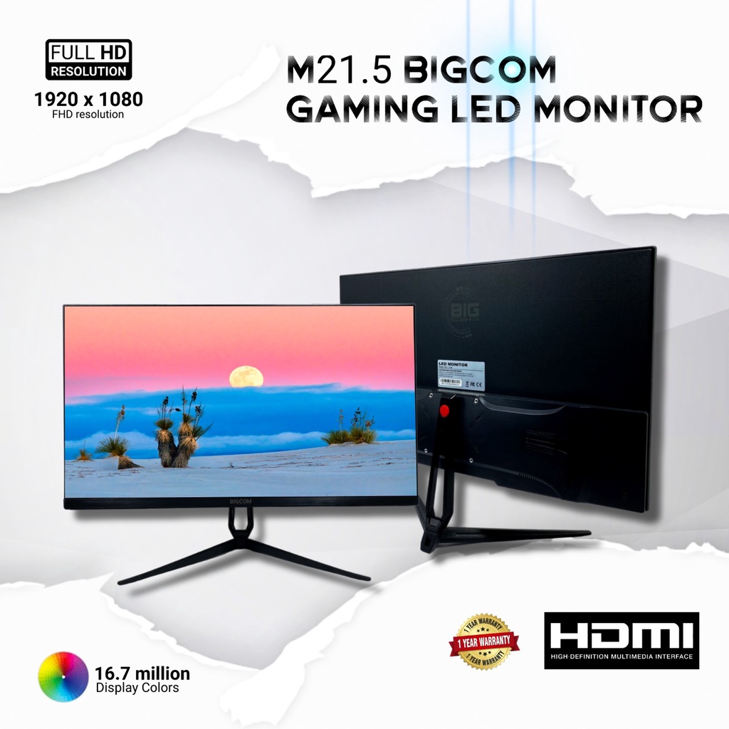 PROMO MURAH !!! BIGCOM LED Monitor 21.5 Inchi 1080p 75Hz Port HDMI VGA