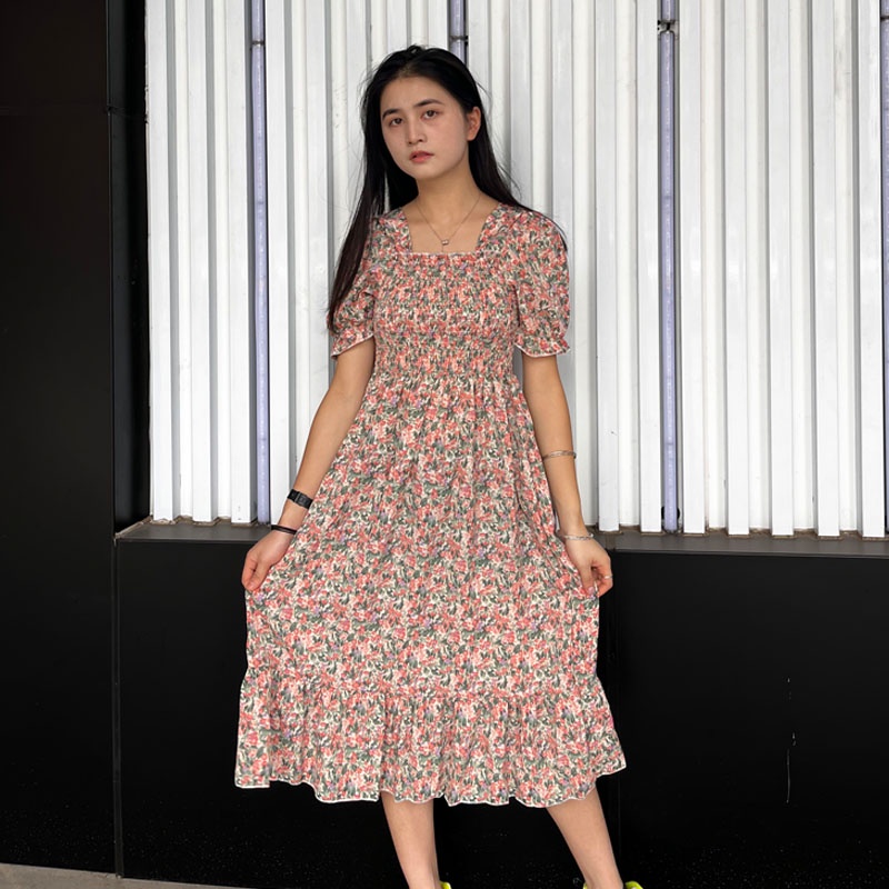 Gaun Musim Semi Floral Kasual Baru Dress Pantai Gaya Korea