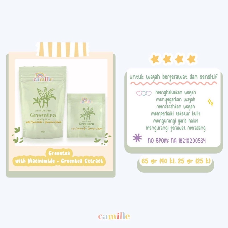 SIAP KIRIM‼️Camille Beaute Facemask || Masker wajah by Camile Beaute BPOM original