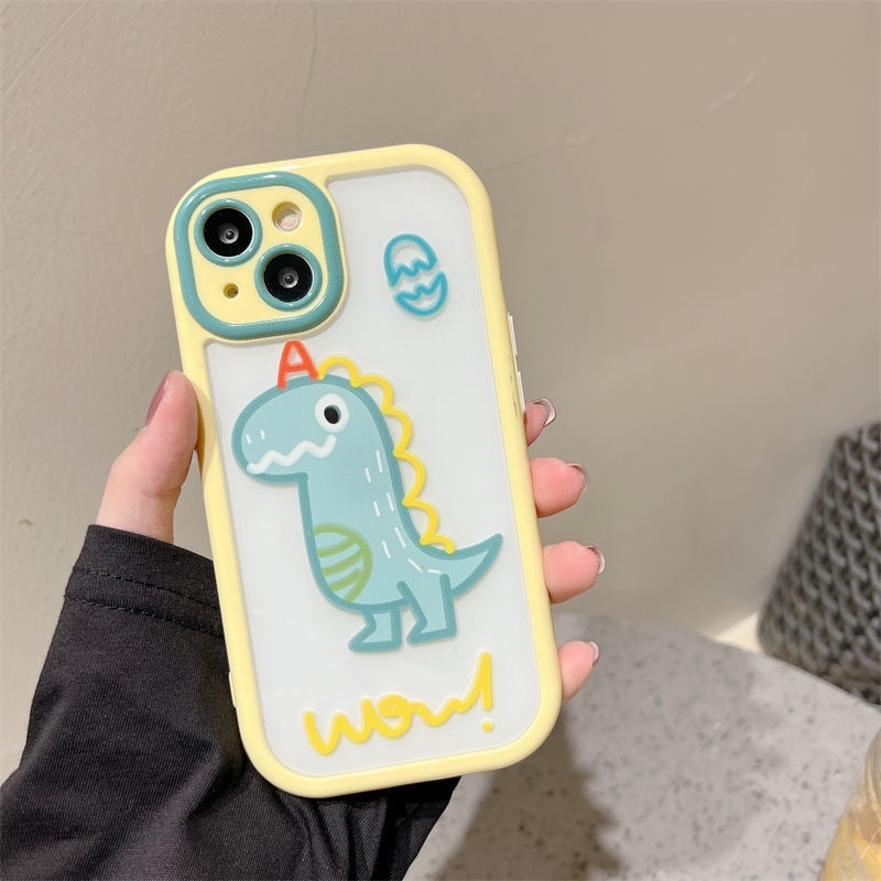 Soft Case Silikon Transparan Motif Print Dinosaurus &amp; Kelinci Untuk IPhone 12 13 14 11 Pro Max X Xs Max Xr Ggdf