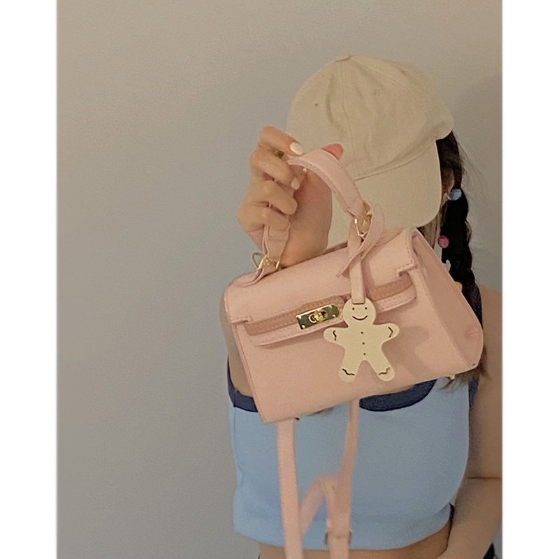 Suhao tas tangan warna kontras wanita 2021 baru trendi fashion Kelly bag high-end gaya Barat all-match ins messenger bag