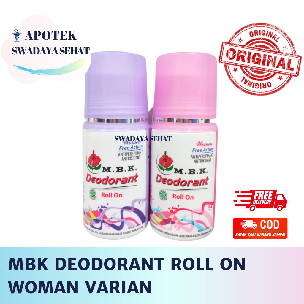 MBK DEODORANT ROLL ON 40ML WOMEN MEN Body Action Free Action Pink Ungu Black Biru