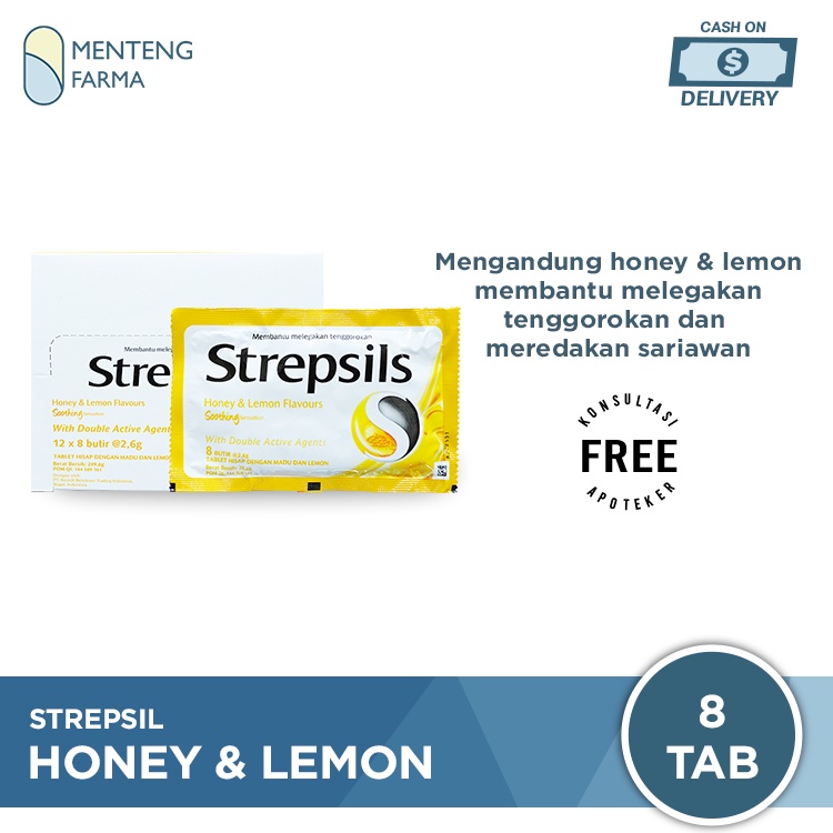 Strepsils Honey Lemon Flavor Sachet - Peremen Pelega Tenggorokan