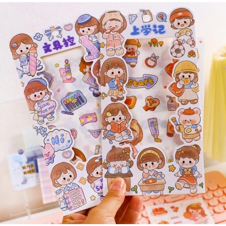 PAOPAO Stiker Import isi 4 Lembar Happy Fun People Orang Kartun Cute Scrapbook