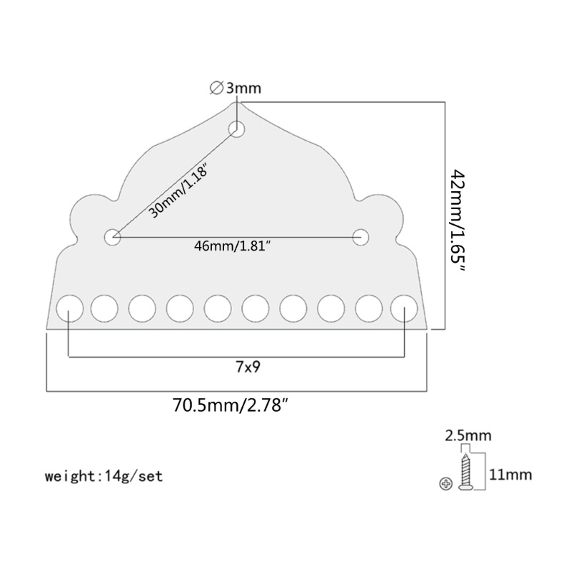 Tailpiece Pengganti Ukuran 3.6x2.4 Inch Dengan Sekrup Mounting 10 Senar Untuk Mandolin