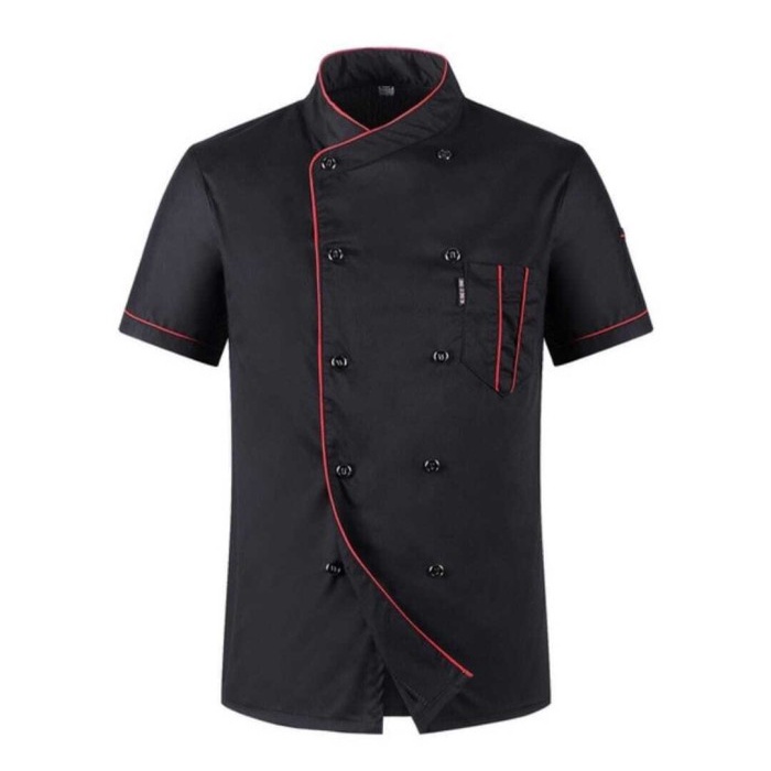 DISKON COD Baju Koki Chef Seragam Koki Seragam Chef Jaket Koki Jaket Chef - Hitam, S
