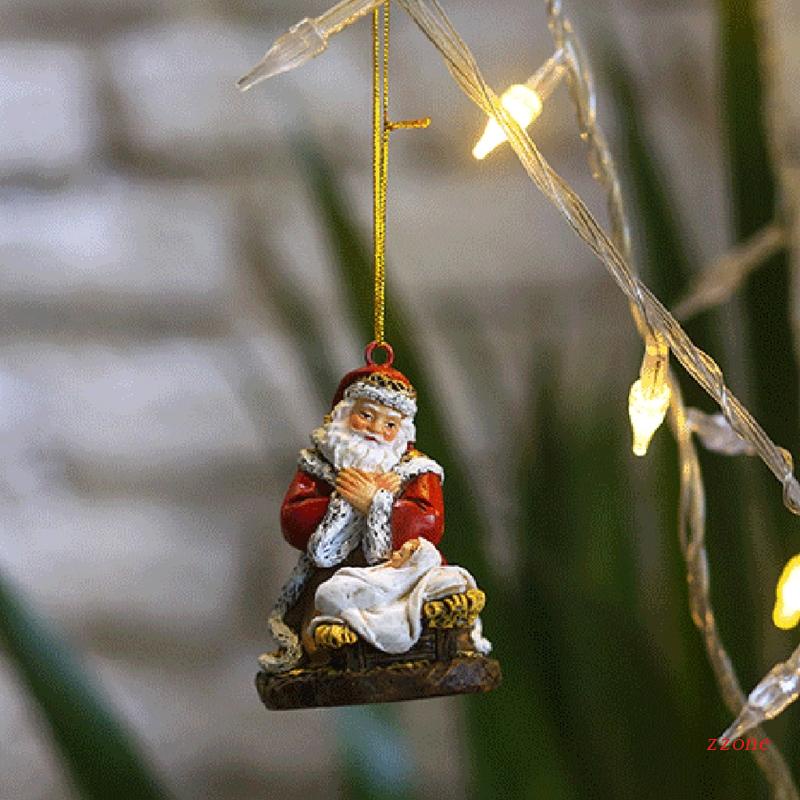 Ornamen Gantung Bentuk Santa Claus Bahan Resin Untuk Dekorasi Pohon Natal