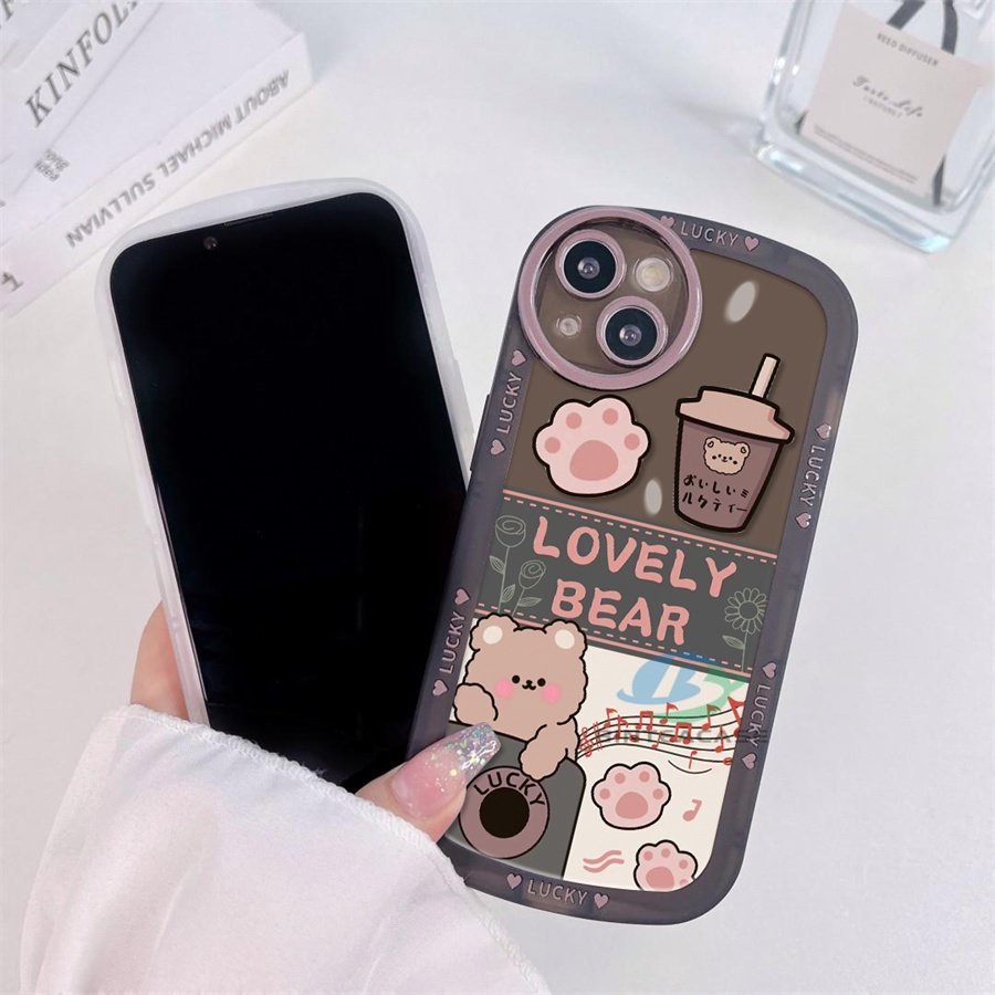 Case Bahan TPU Motif Beruang Teh Susu Untuk VIVO Y16 Y22 Y35 Y33S Y21T Y21S Y33S Y11 Y12 Y15 Y17 Y12S Y12S Y15S Y15A Y20S Y20i Y19 Y50 Y1 Y30