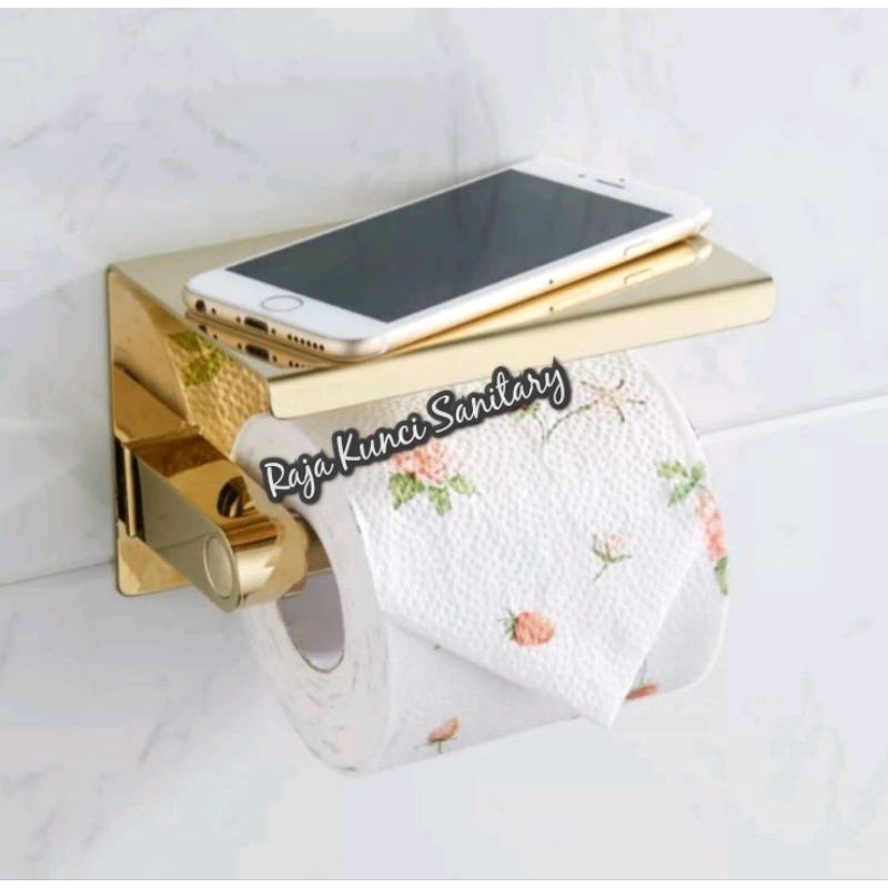 Tempat Tissue Stainless SUS 304 GOLD BLACK STAINLESS dispenser tisue toilet