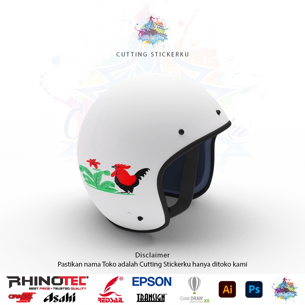 Cutting Stiker Mangkok Ayam Merah Variasi Motor Mobil Timbul Keren Nyala Dasbor Spakbor Visor Body Kaca Helm Laptop Hologram Reflective Tahan Air Bodi Samping Nama Legend Jadul Klasik Scoopy Vario Beat NMAX PCX Vespa Aesthetic Pickup Mie Baso Windshield