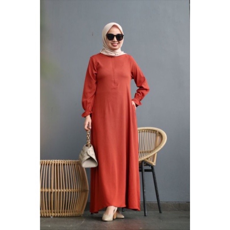 hafsah dress gamis polos simpel elegan Muslim