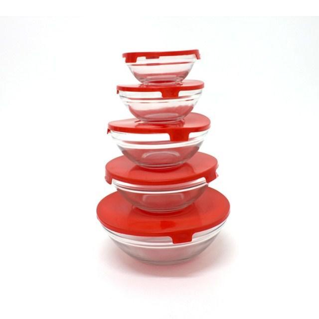 Mangkok Kaca Susun Beranak Bahan Tebal / Glass Bowl Set Isi 5 pcs