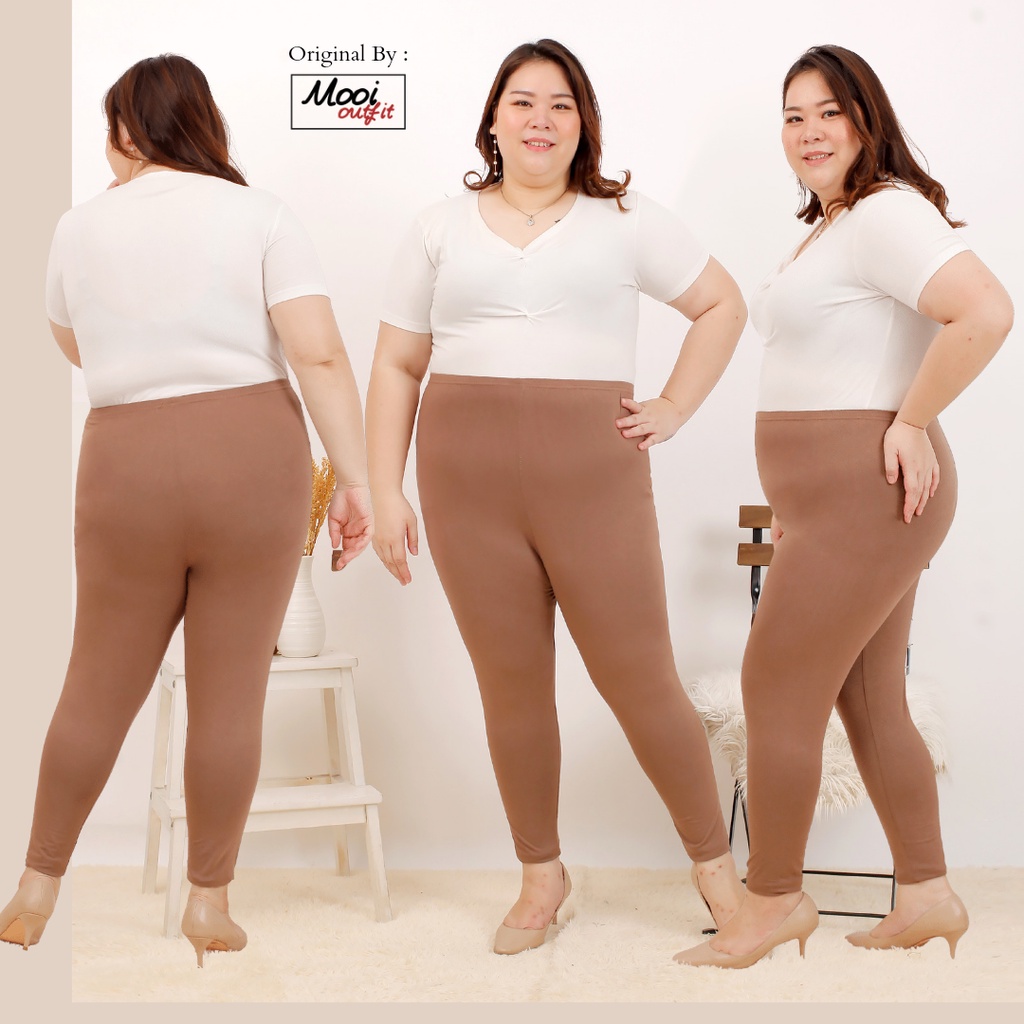 Mooi Outfit - Legging Wanita Jumbo Tebal Premium Bahan Kaos Celana Kekinian Big Size 100kg Pinggang Karet Melar Murah