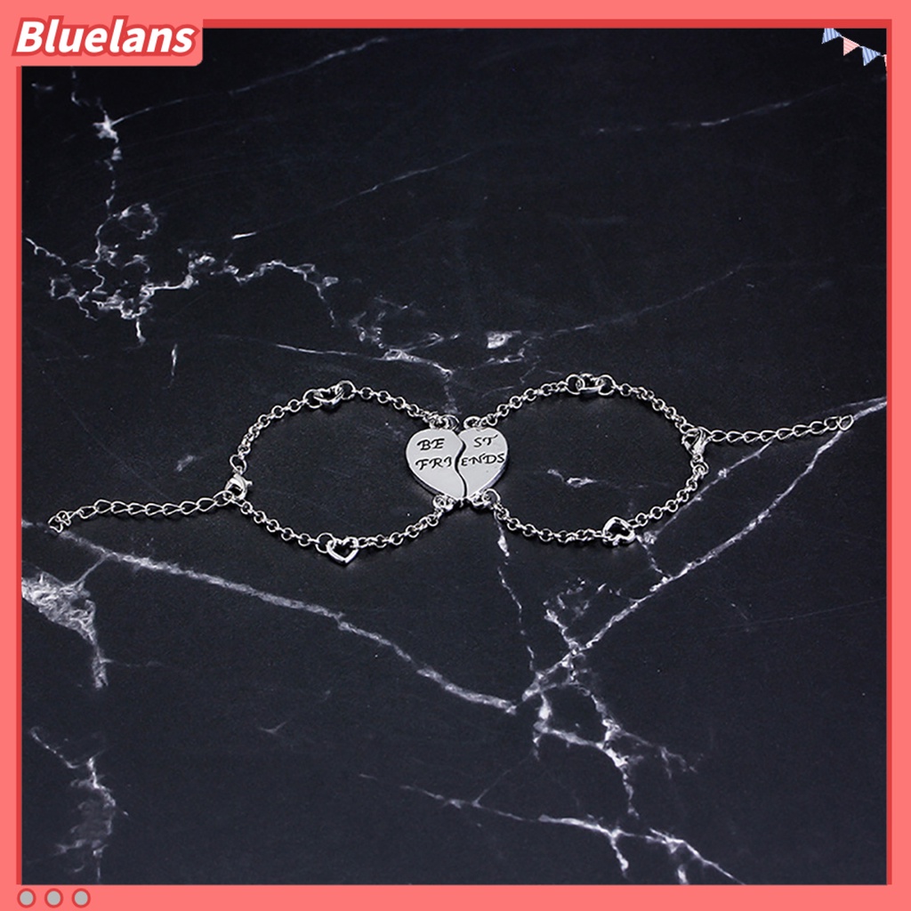 Bluelans 2Pcs Best Friends Heart Joint Pattern Bracelets Bangle Friendship Jewelry Gift