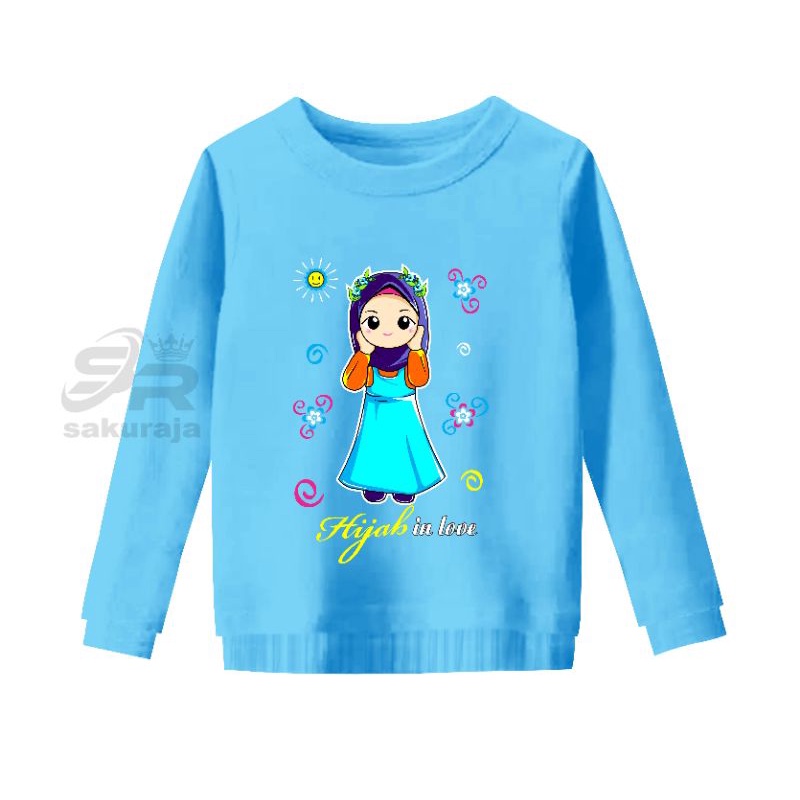 atasan hoodie anak/kaos lengan panjang anak gambar hijab/umur 3-11 tahun/bisa COD