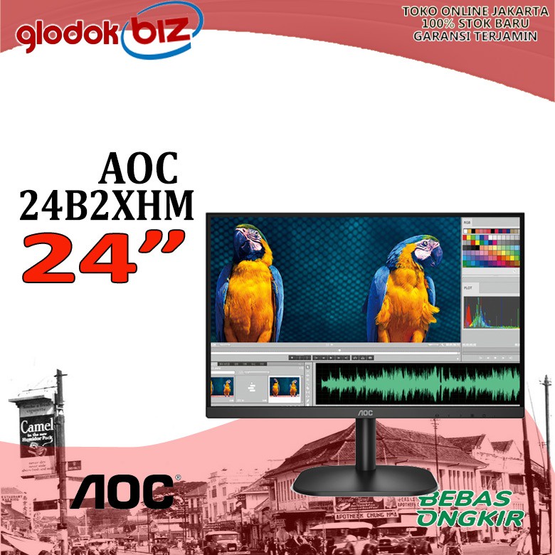 Monitor LED 24" AOC 24B2XHM 1080p 75Hz VGA HDMI