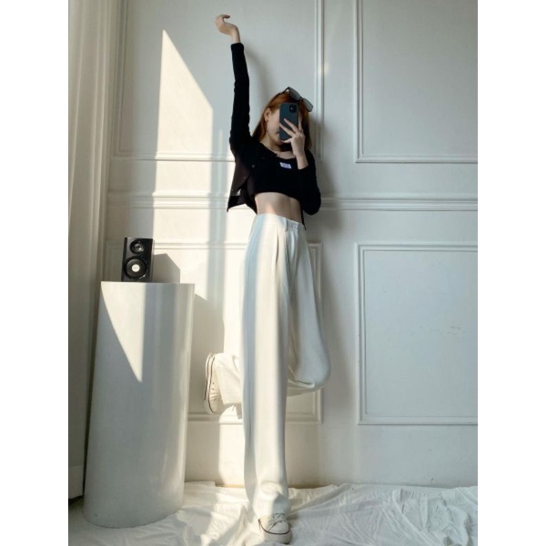 WHITE TROUSER PANTS LOOSE KULOT HW