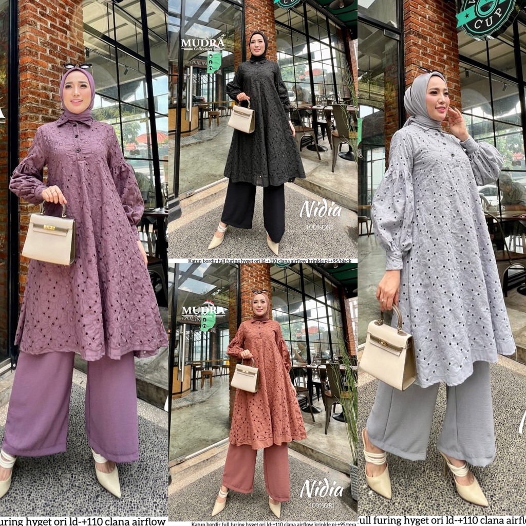RESTOCK NIDIA SET ORIGINAL BY MUDRA (READY SIAP KIRIM) WARNA LENGKAP / SETELAN LACE / SETELAN BRUKAT